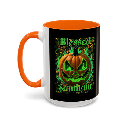 Blessed Samhain Green Jack Black Accent Mug by CreepyCrafts.boo