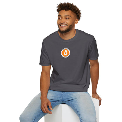 2-sided, Bitcoin (BTC) Decentralized Freedom Dark colors Unisex T-Shirt by cypherpunkgear.com