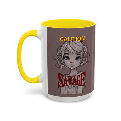 Caution, Savage Grey Accent Mug by cypherpunkgear.com