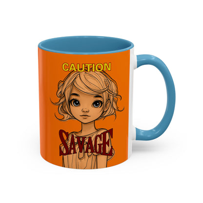 Caution, Savage Orange Accent Mug by cypherpunkgear.com