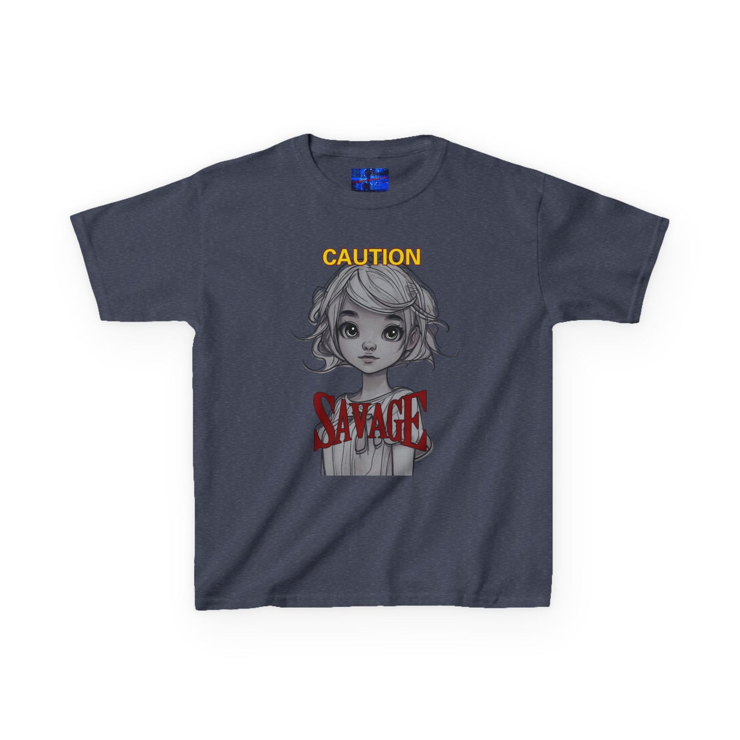 Caution: Small but Savage Kids Heavy Cotton Tee by cypherpunkgear.com