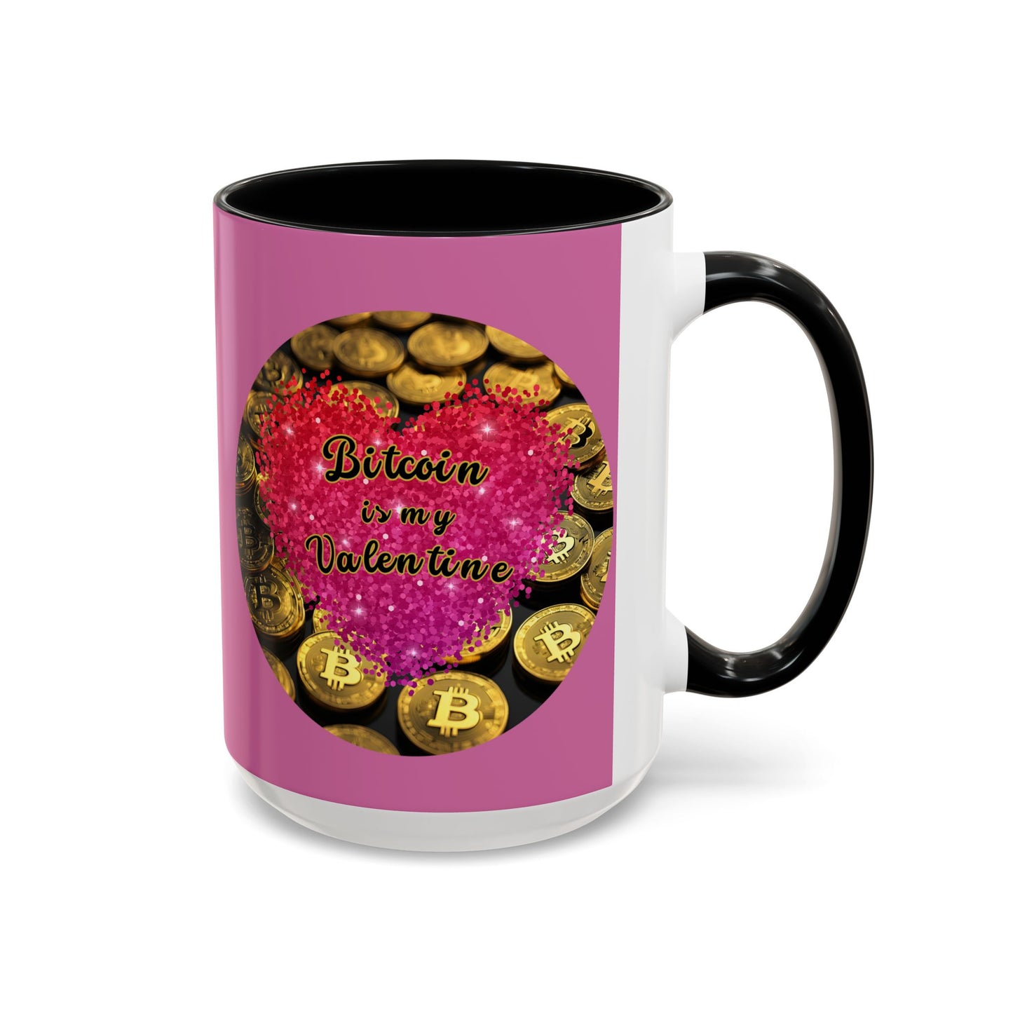 Bitcoin is My Valentine Pink Accent Mug by cypherpunkgear.com