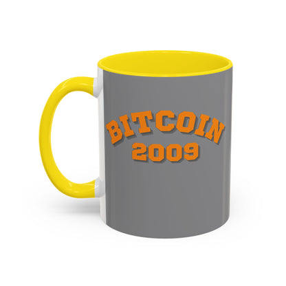 Bitcoin 2009 Grey Accent Mug by cypherpunkgear.com