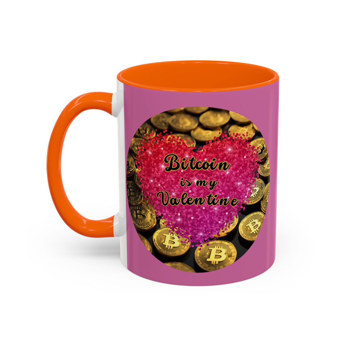 Bitcoin is My Valentine Pink Accent Mug by cypherpunkgear.com