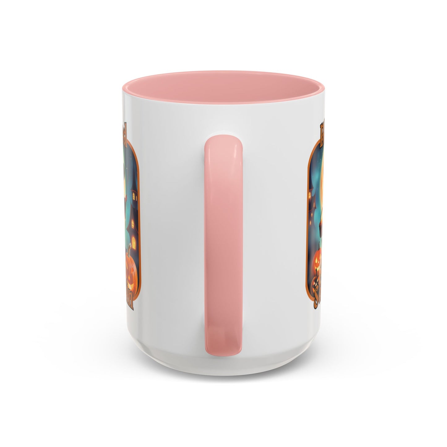 Blessed Samhain Little Witch Orange font White Accent Mug by CreepyCrafts.boo