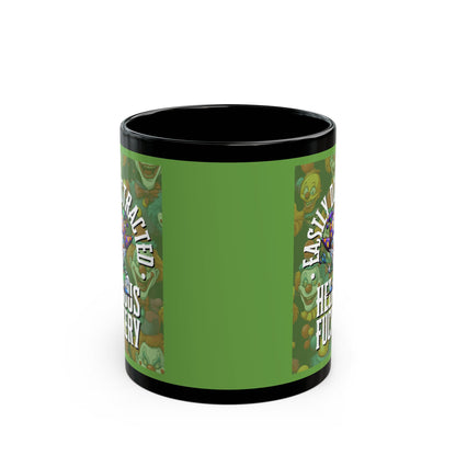 Easily Distracted by Heinous Fuckery Little Jinx Green Mug by cypherpunkgear.com
