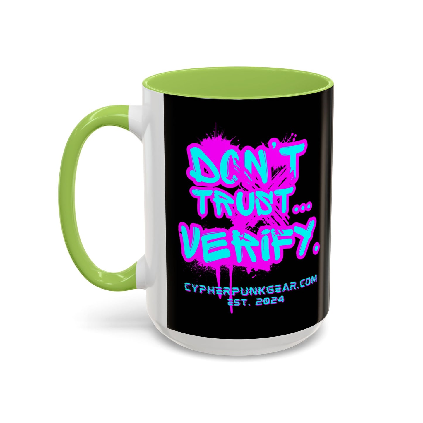 Don't Trust...Verify. Black Accent Mug by cypherpunkgear.com