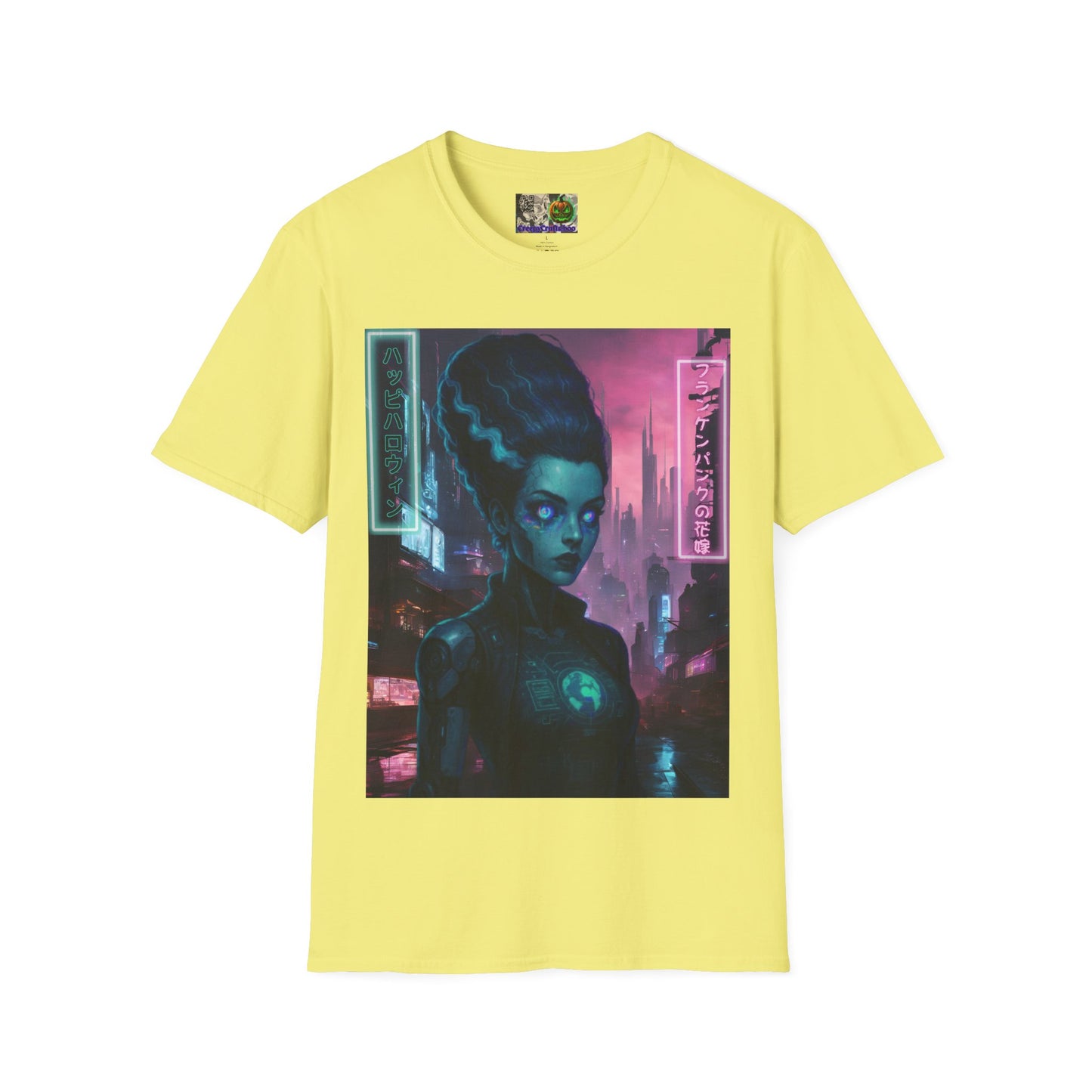 Neon Bride of Frankenstein Light colors Unisex T-Shirt by CreepyCrafts.boo