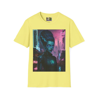 Neon Bride of Frankenstein Light colors Unisex T-Shirt by CreepyCrafts.boo