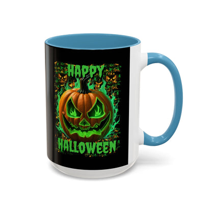 Happy Halloween Green Jack Black Accent Mug by CreepyCrafts.boo