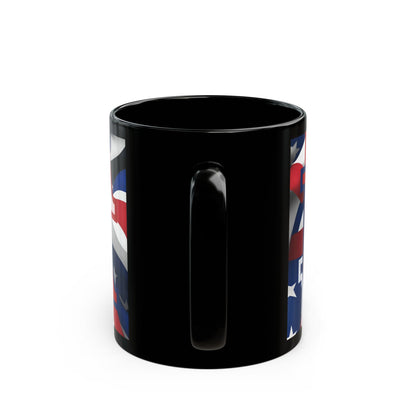 USA! USA! USA Red font Patriot Black Mug by cypherpunkgear.com