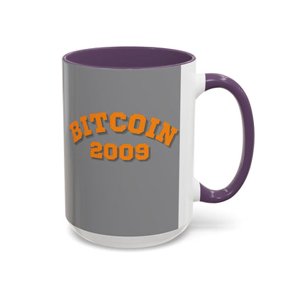 Bitcoin 2009 Grey Accent Mug by cypherpunkgear.com