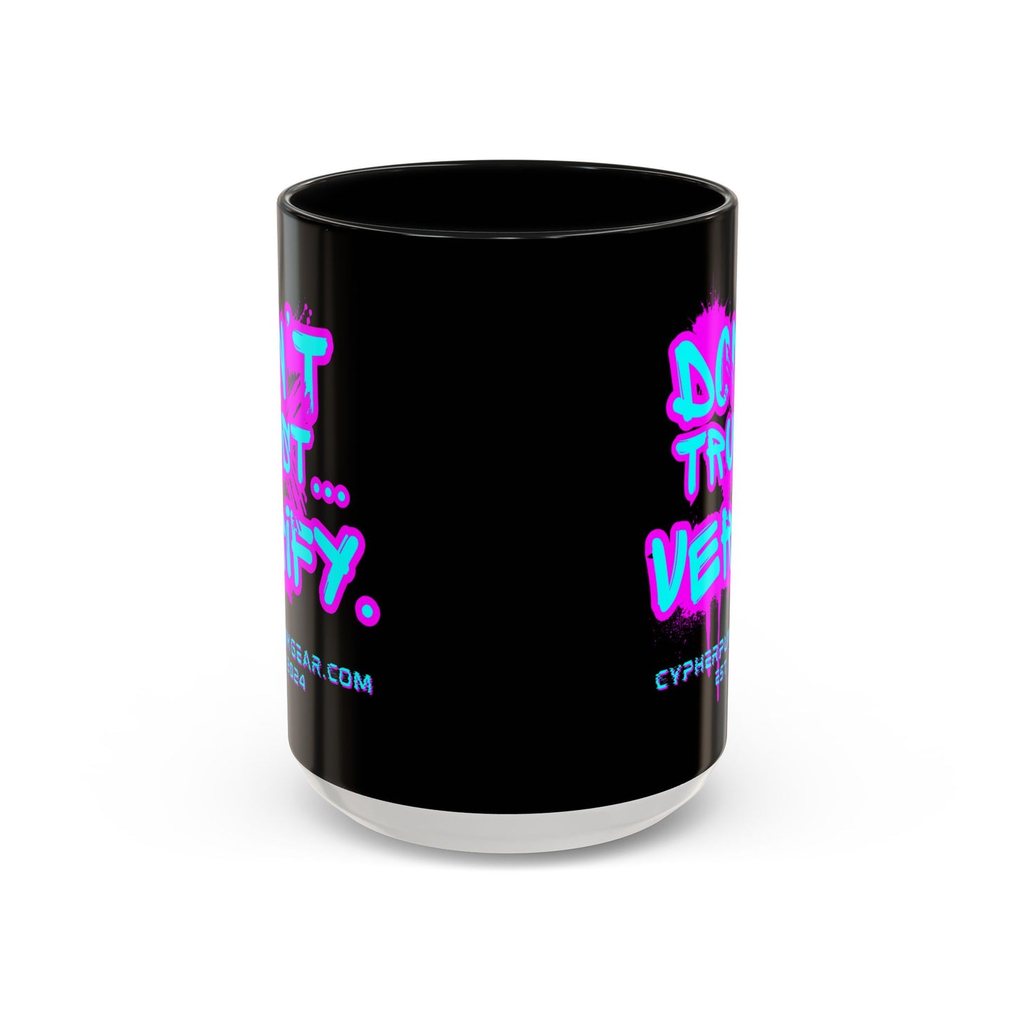 Don't Trust...Verify. Black Accent Mug by cypherpunkgear.com