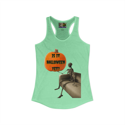 Is it Halloween yet? Skeleton's Pumpkin Women's Racerback Tank Top by CreepyCrafts.boo