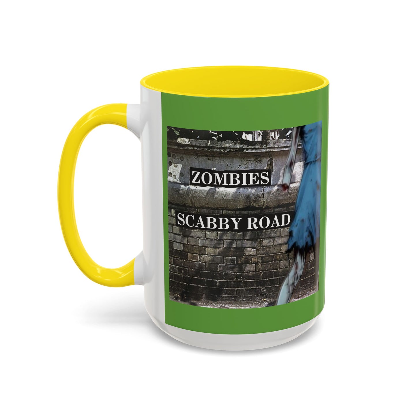 2-sided, Scabby Road Green Accent Mug by CreepyCrafts.boo