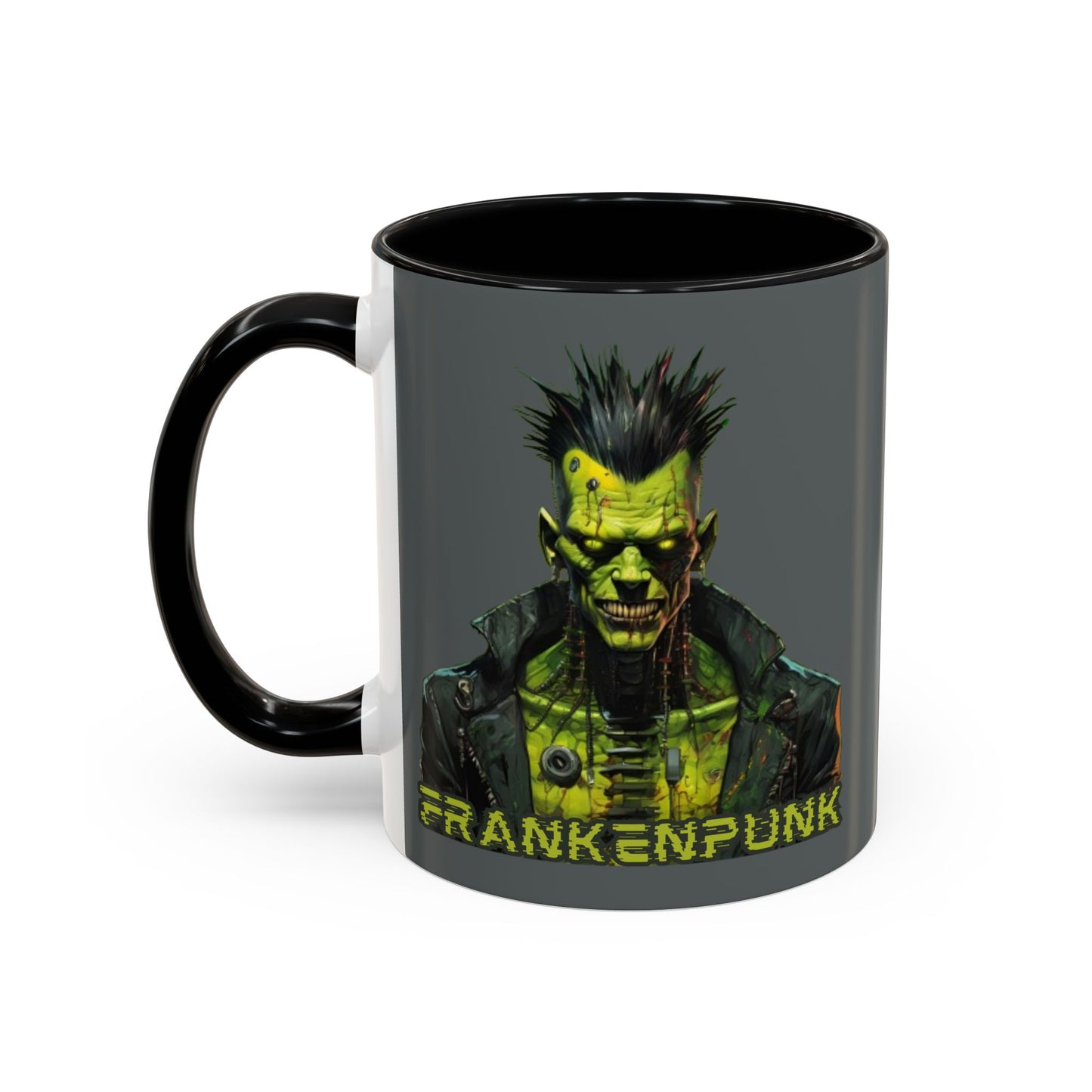 Frankenpunk Grey Accent Mug by CreepyCrafts.boo