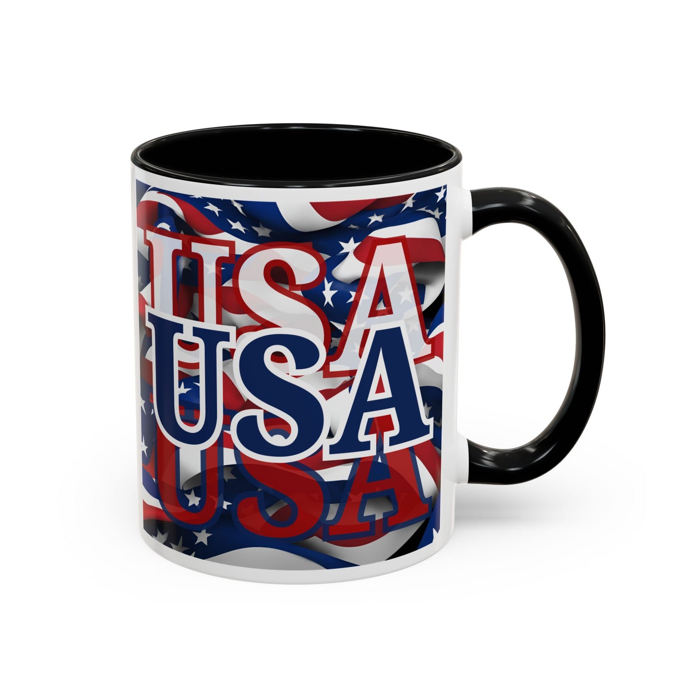 USA Blue font Center Patriot Accent Mug by cypherpunkgear.com