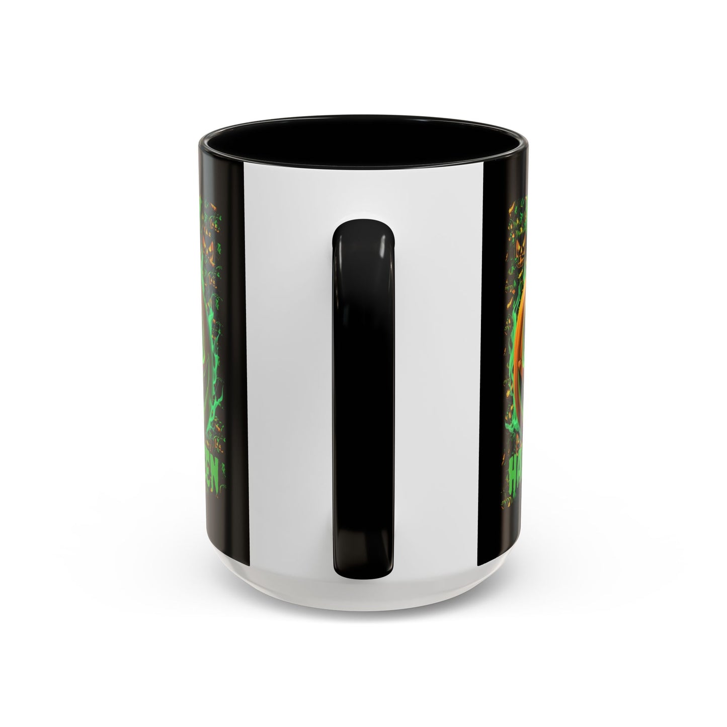 Happy Halloween Green Jack Black Accent Mug by CreepyCrafts.boo