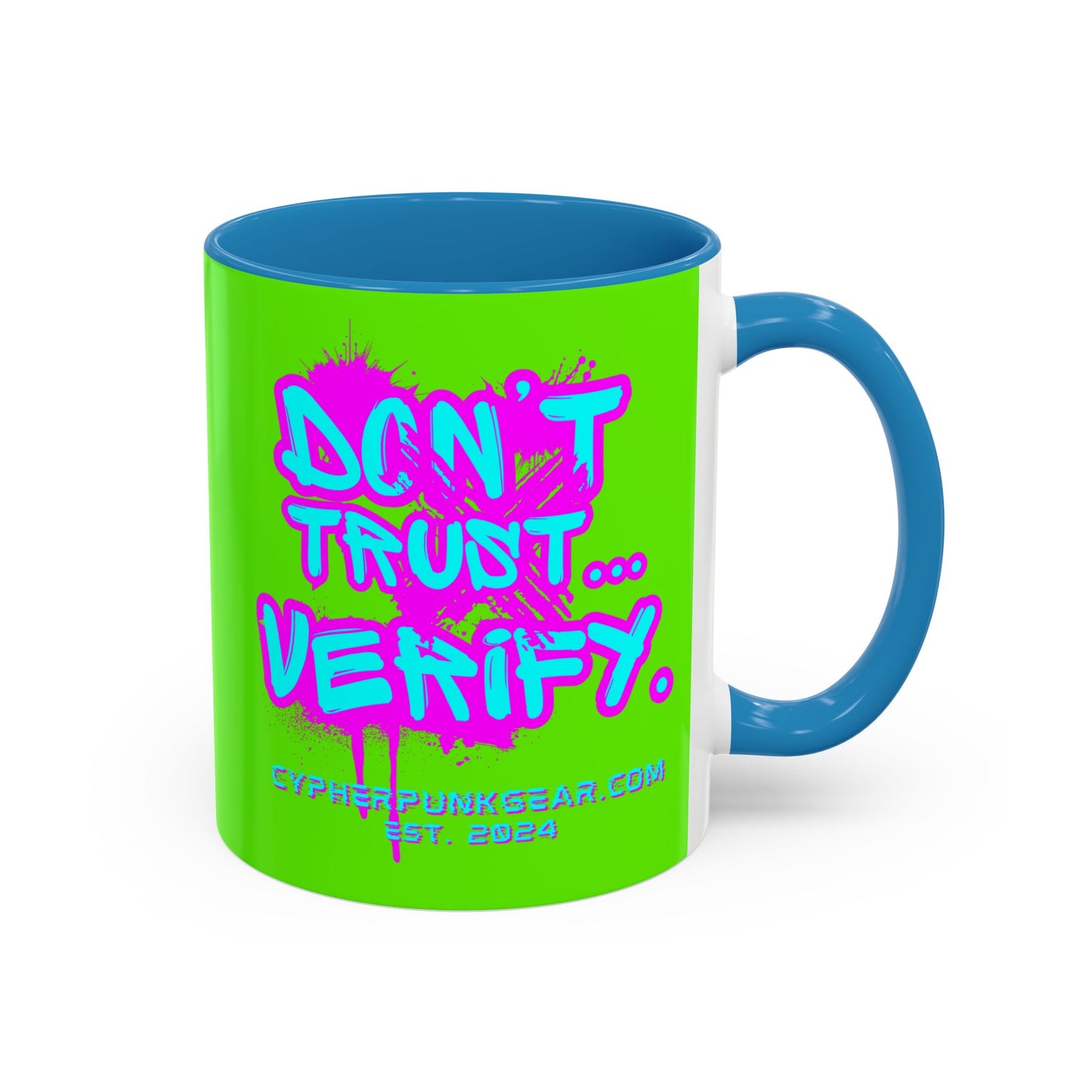 Don't Trust...Verify. Green Accent Mug by cypherpunkgear.com