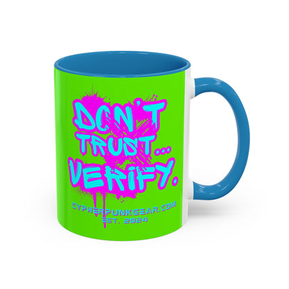 Don't Trust...Verify. Green Accent Mug by cypherpunkgear.com