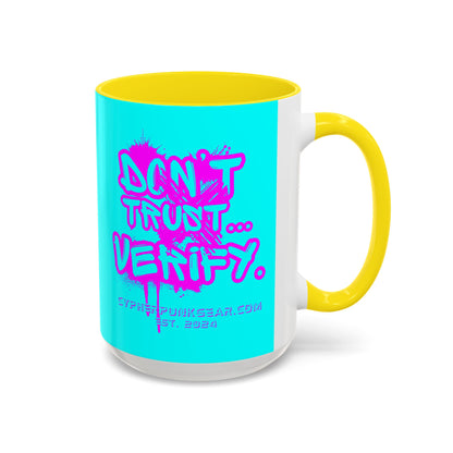 Don't Trust...Verify. Cyan Accent Mug by cypherpunkgear.com
