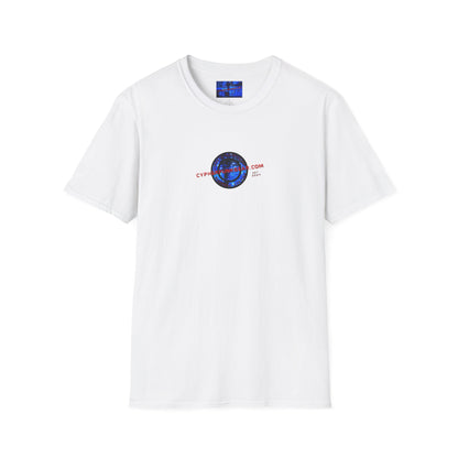2-sided, cypherpunkgear.com Logo & Cityscape Light colors Unisex T-Shirt by cypherpunkgear.com