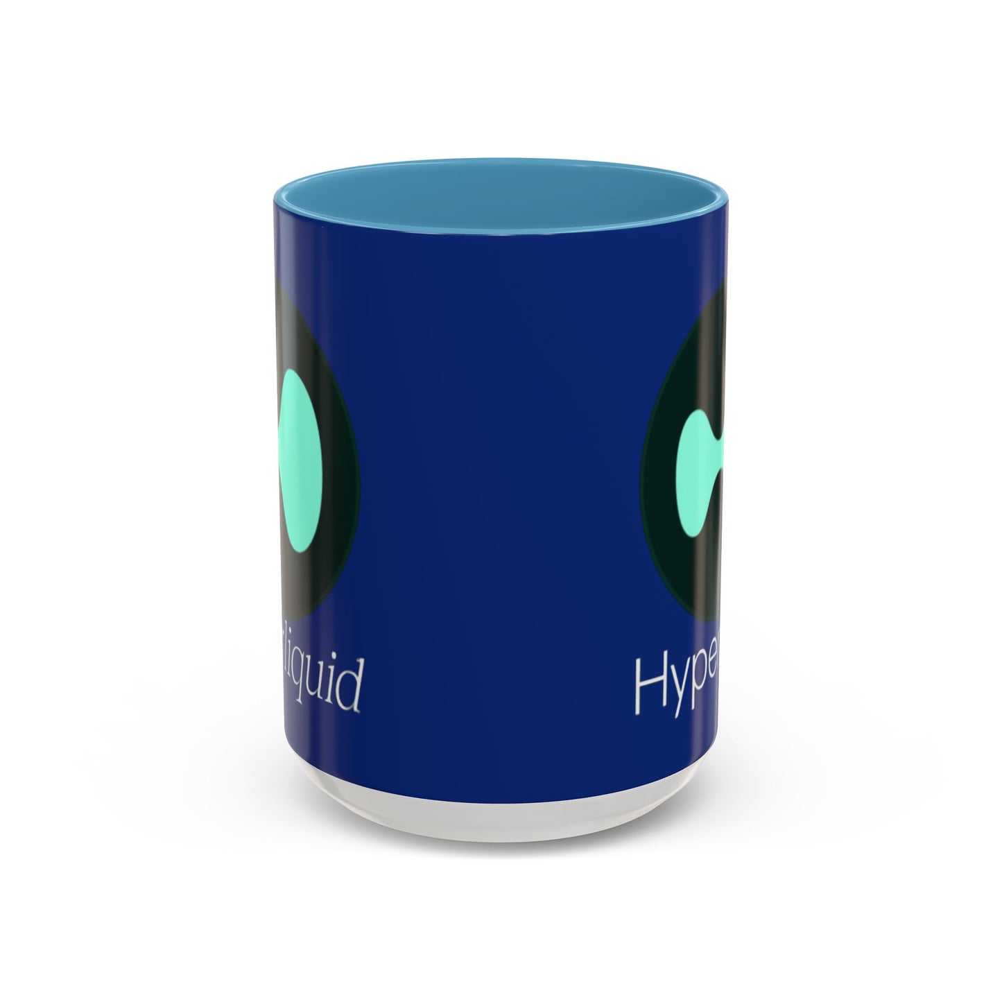 Hyperliquid White font Blue Accent Mug by cypherpunkgear.com