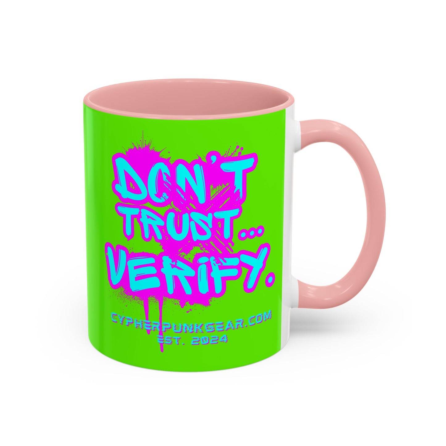 Don't Trust...Verify. Green Accent Mug by cypherpunkgear.com