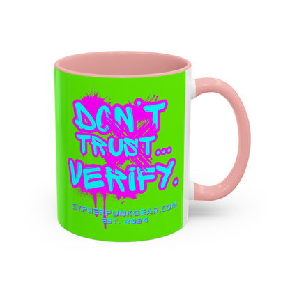 Don't Trust...Verify. Green Accent Mug by cypherpunkgear.com