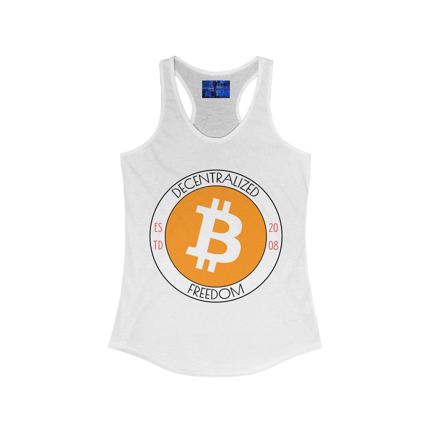 Bitcoin Decentralized Freedom Women's Racerback Tank Top by cypherpunkgear.com
