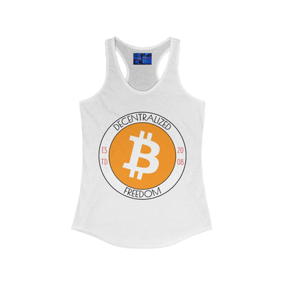Bitcoin Decentralized Freedom Women's Racerback Tank Top by cypherpunkgear.com