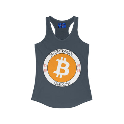 Bitcoin Decentralized Freedom Women's Racerback Tank Top by cypherpunkgear.com