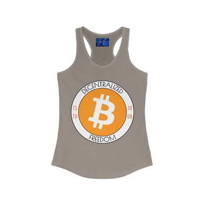 Bitcoin Decentralized Freedom Women's Racerback Tank Top by cypherpunkgear.com