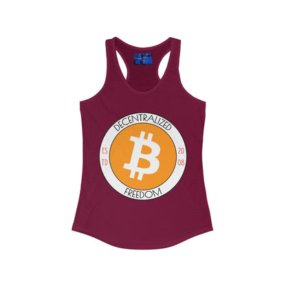 Bitcoin Decentralized Freedom Women's Racerback Tank Top by cypherpunkgear.com