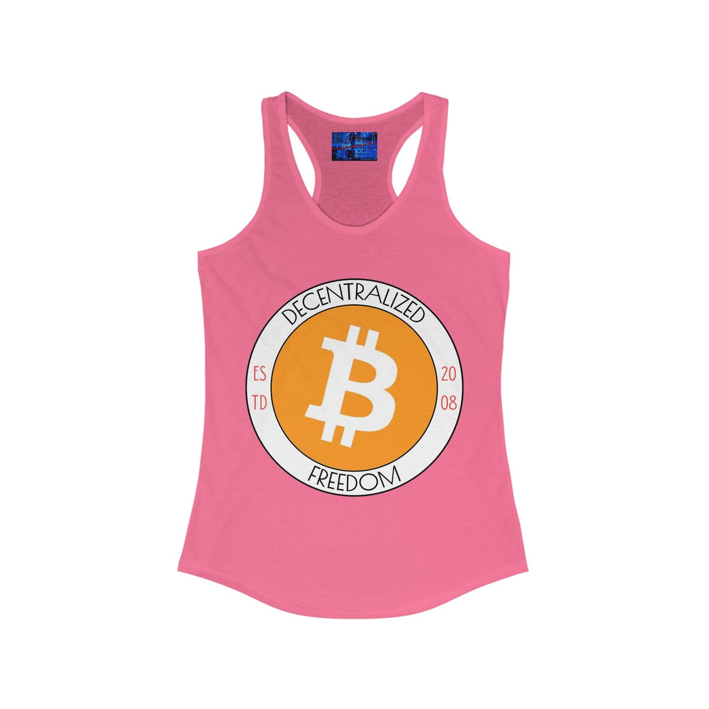 Bitcoin Decentralized Freedom Women's Racerback Tank Top by cypherpunkgear.com
