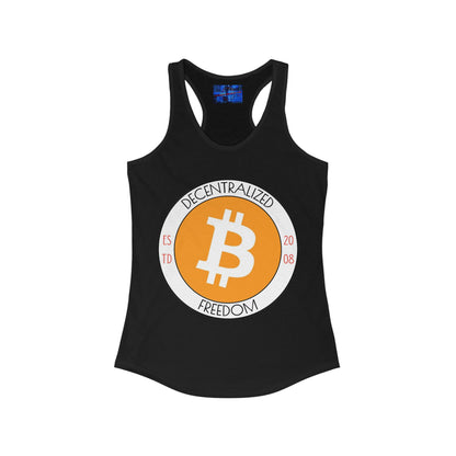 Bitcoin Decentralized Freedom Women's Racerback Tank Top by cypherpunkgear.com