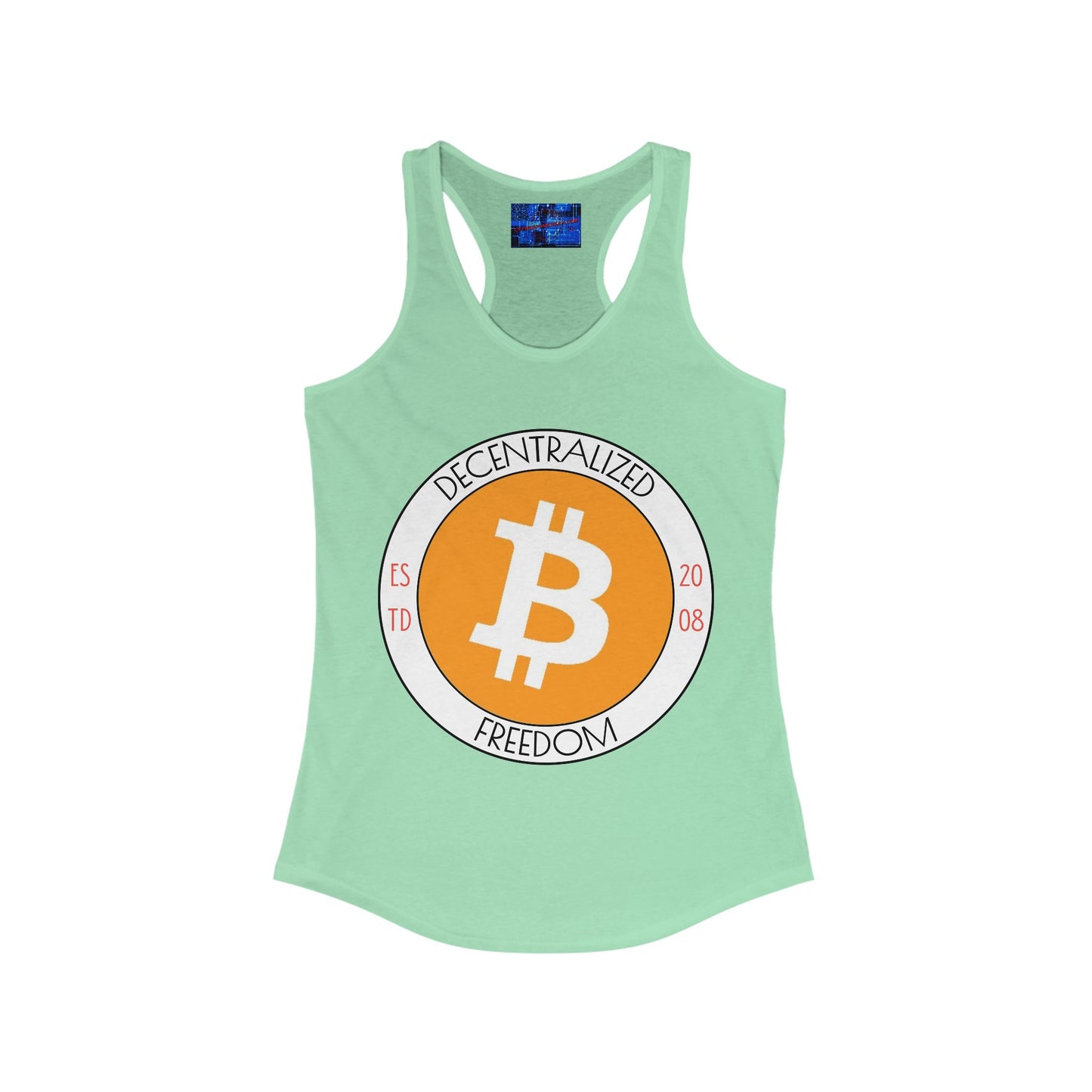 Bitcoin Decentralized Freedom Women's Racerback Tank Top by cypherpunkgear.com