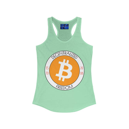 Bitcoin Decentralized Freedom Women's Racerback Tank Top by cypherpunkgear.com