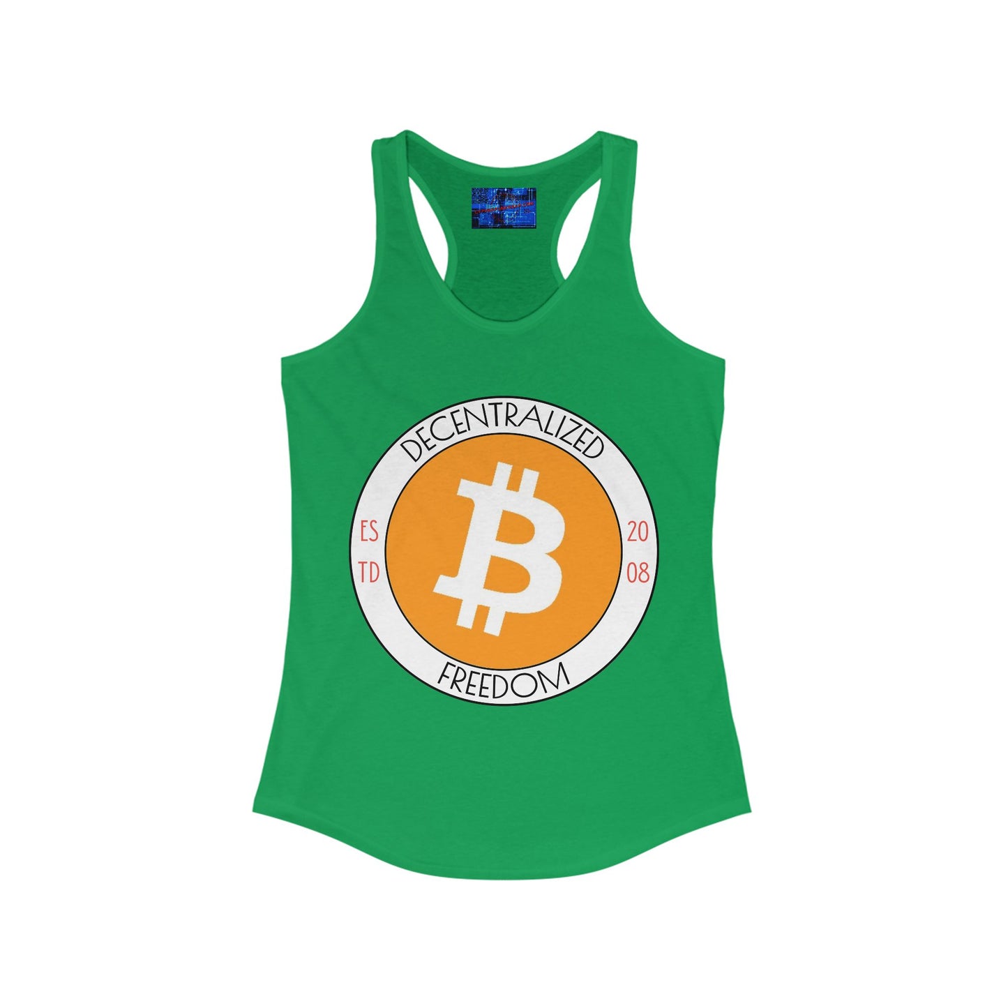Bitcoin Decentralized Freedom Women's Racerback Tank Top by cypherpunkgear.com
