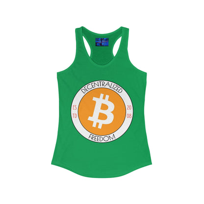 Bitcoin Decentralized Freedom Women's Racerback Tank Top by cypherpunkgear.com