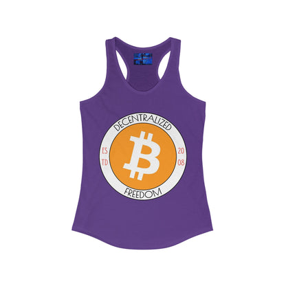 Bitcoin Decentralized Freedom Women's Racerback Tank Top by cypherpunkgear.com