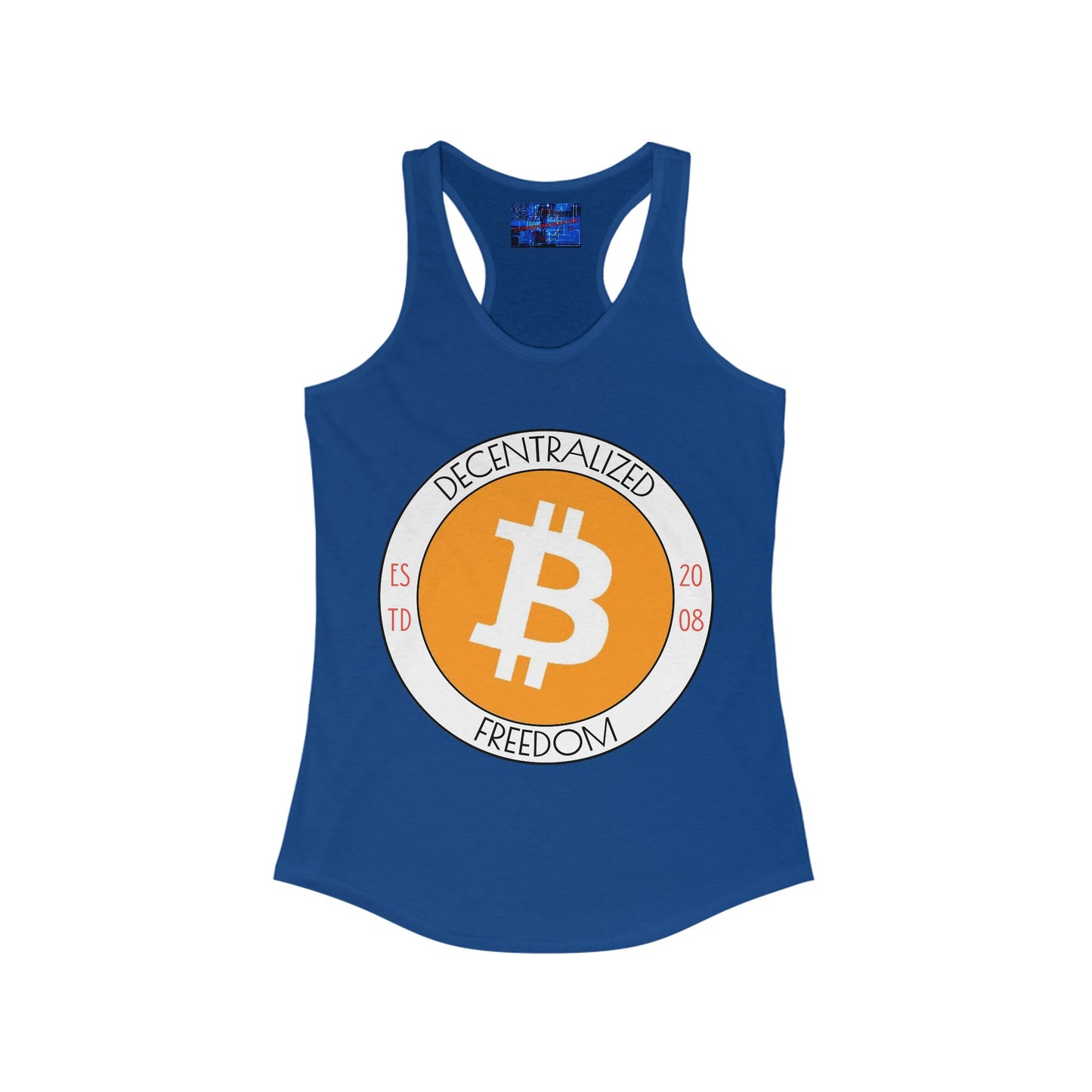 Bitcoin Decentralized Freedom Women's Racerback Tank Top by cypherpunkgear.com