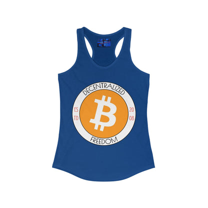 Bitcoin Decentralized Freedom Women's Racerback Tank Top by cypherpunkgear.com