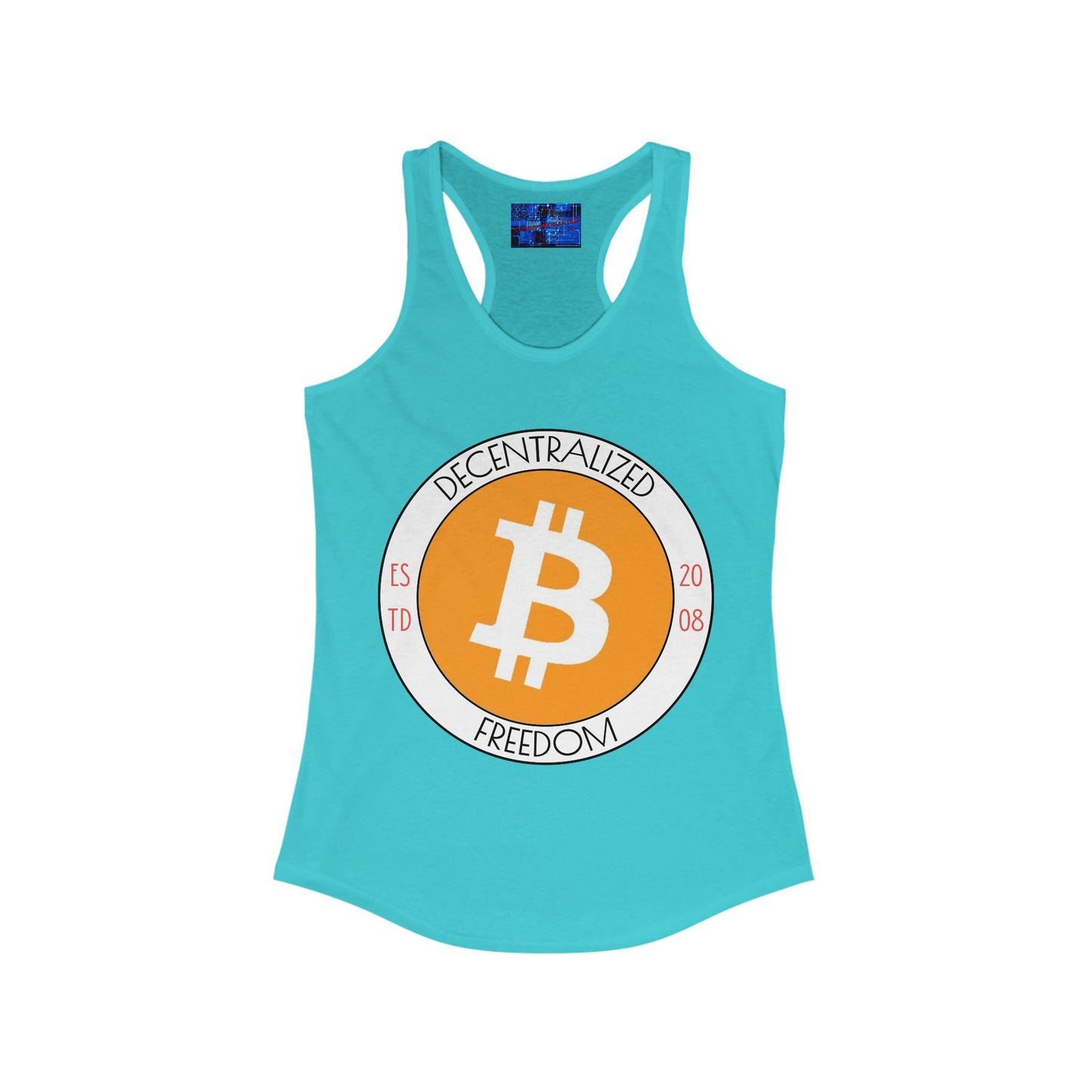 Bitcoin Decentralized Freedom Women's Racerback Tank Top by cypherpunkgear.com