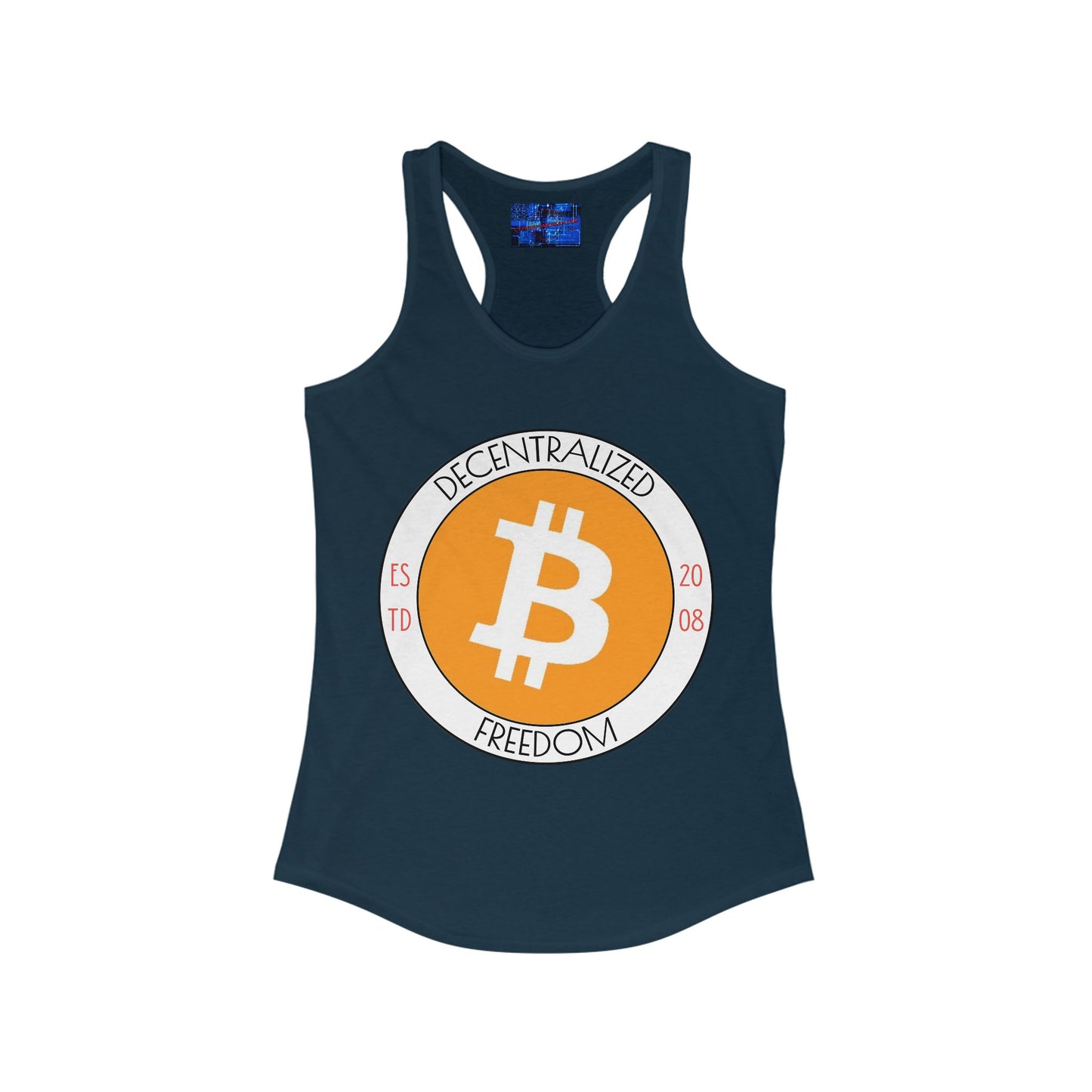 Bitcoin Decentralized Freedom Women's Racerback Tank Top by cypherpunkgear.com
