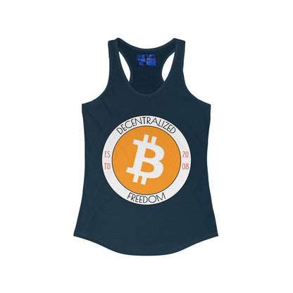 Bitcoin Decentralized Freedom Women's Racerback Tank Top by cypherpunkgear.com