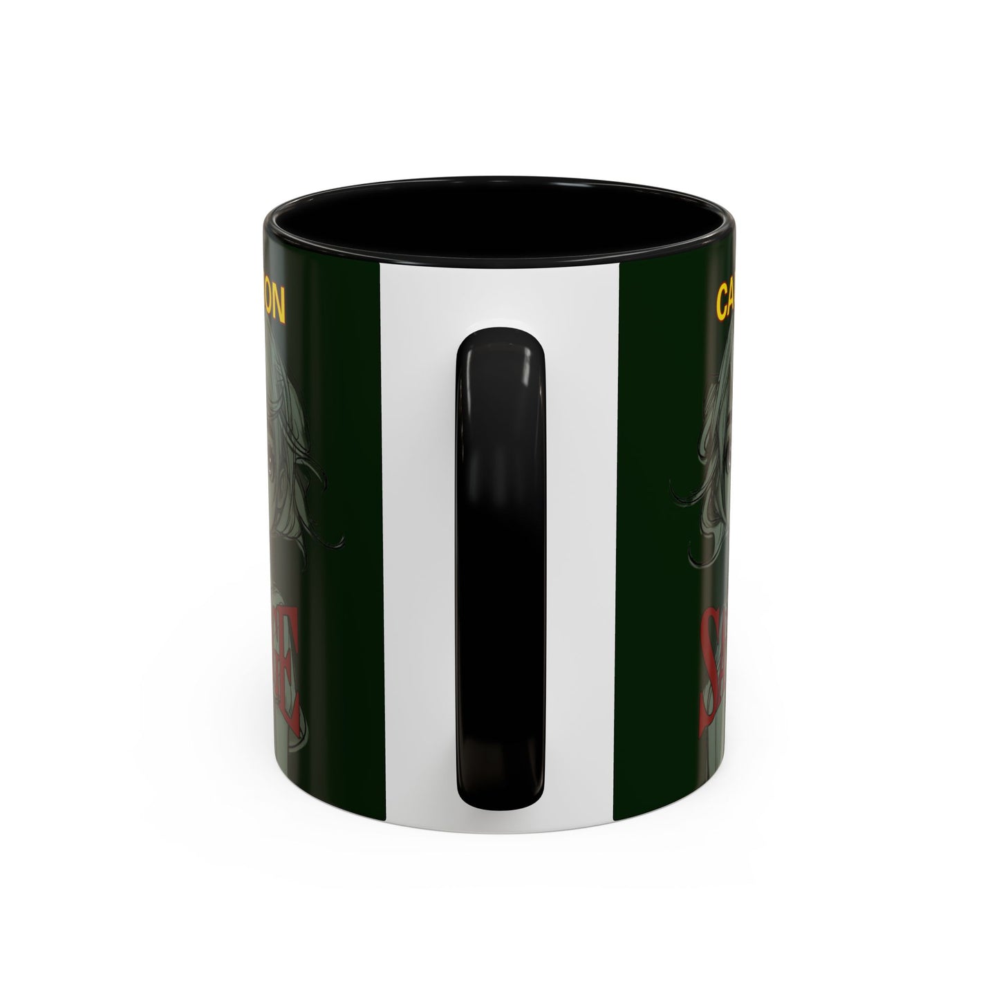 Caution, Savage Dark Green Accent Mug by cypherpunkgear.com
