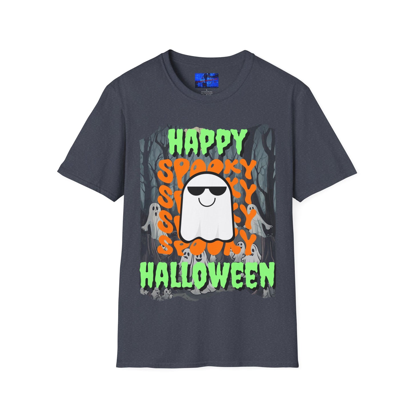 Spooky Happy Halloween Ghost GNfont Unisex T-Shirt by cypherpunkgear