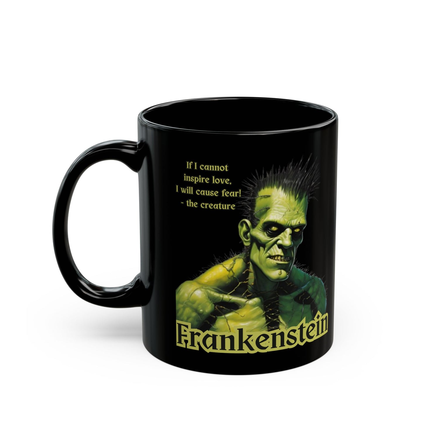 Frankenstein's Creature Black Mug by CreepyCrafts.boo