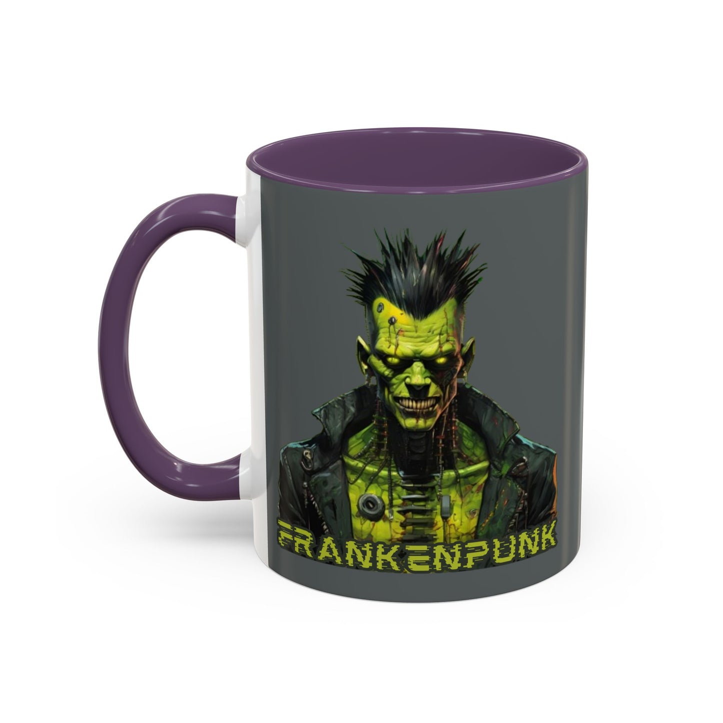 Frankenpunk Grey Accent Mug by CreepyCrafts.boo